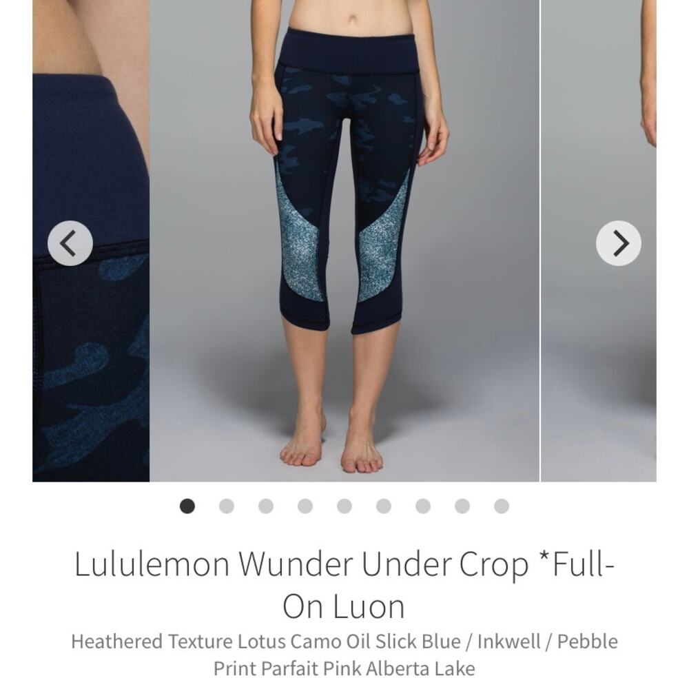 Lululemon Wunder Under Crop *Full-On Luon Blue Camo Camouflage Low Rise Size 2